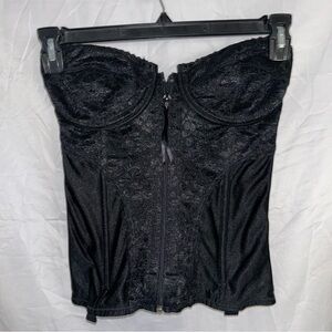 Lady Marlene Corset Gothic Zipper Front Strapless Underwired Lace Mesh Top